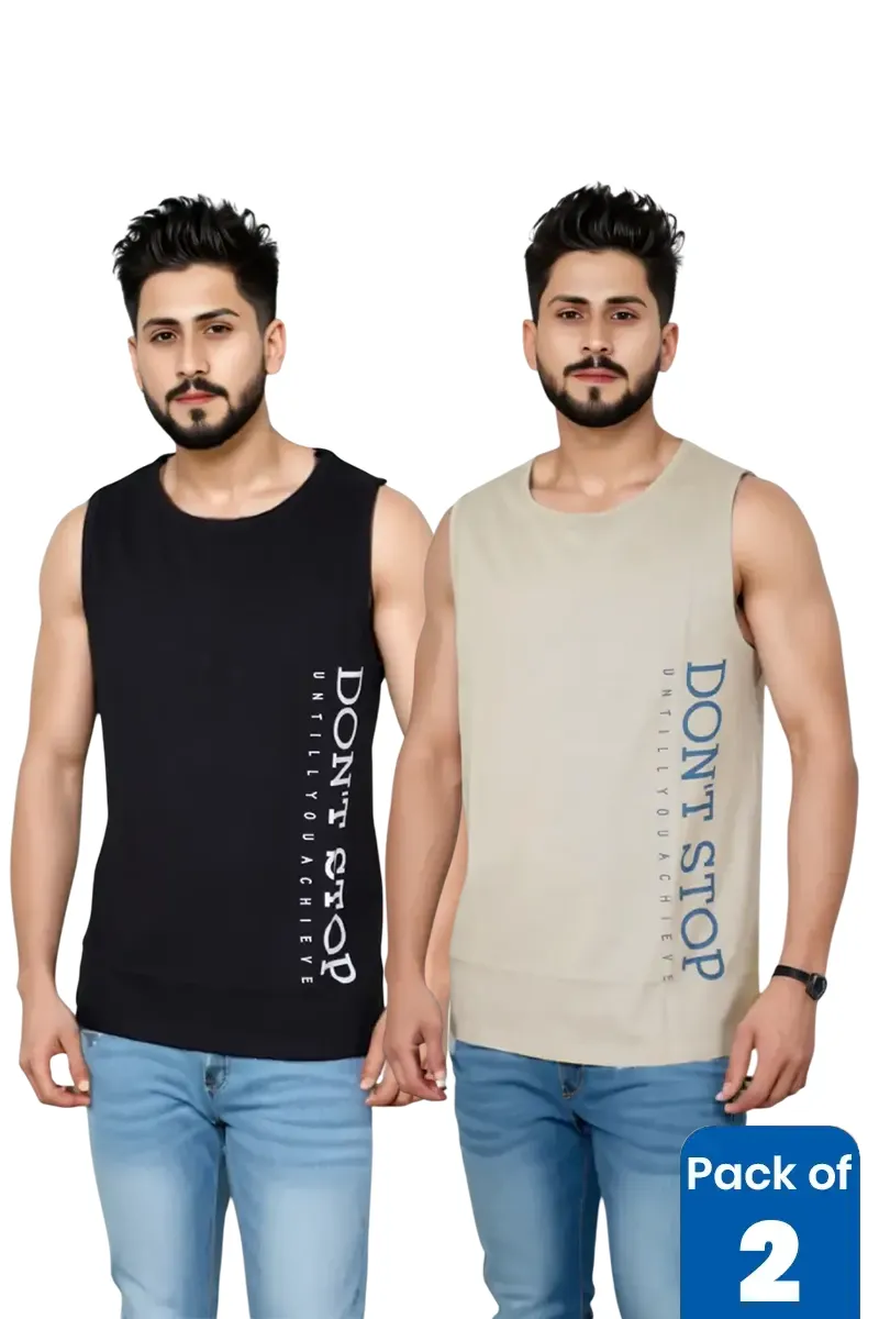 Men's Round Neck Sleeveless T-shirt - Pack of 2