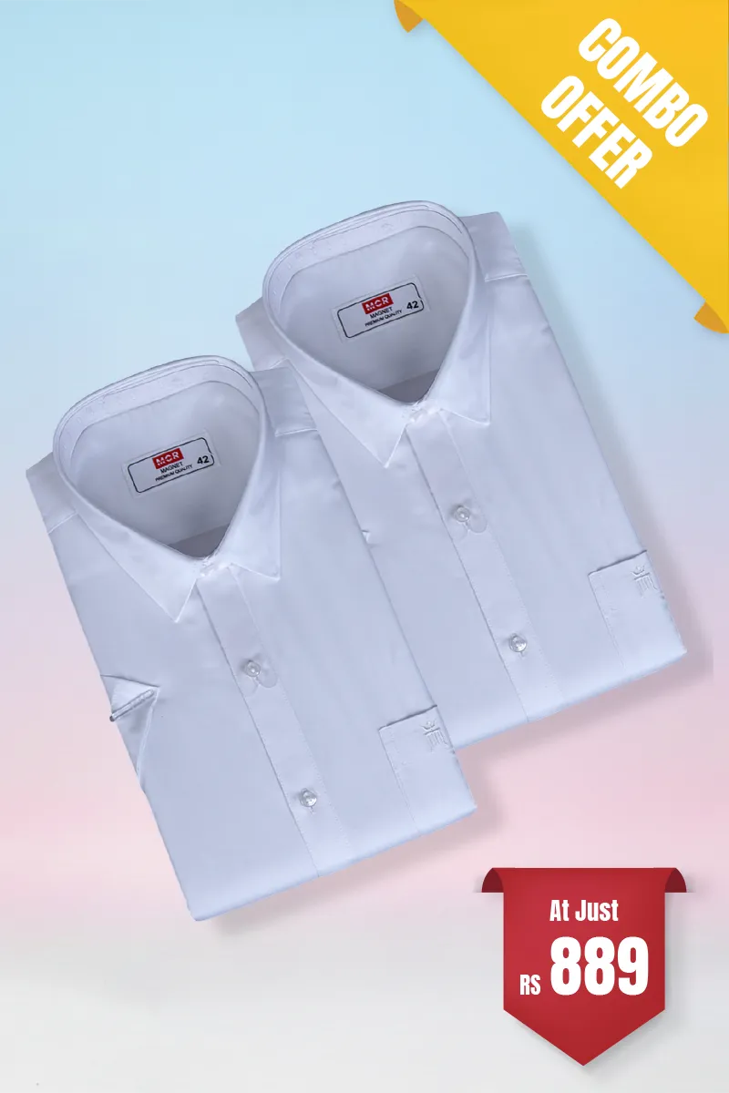 Men's Solid Cotton Half Sleeve Shirt - Pack of 2