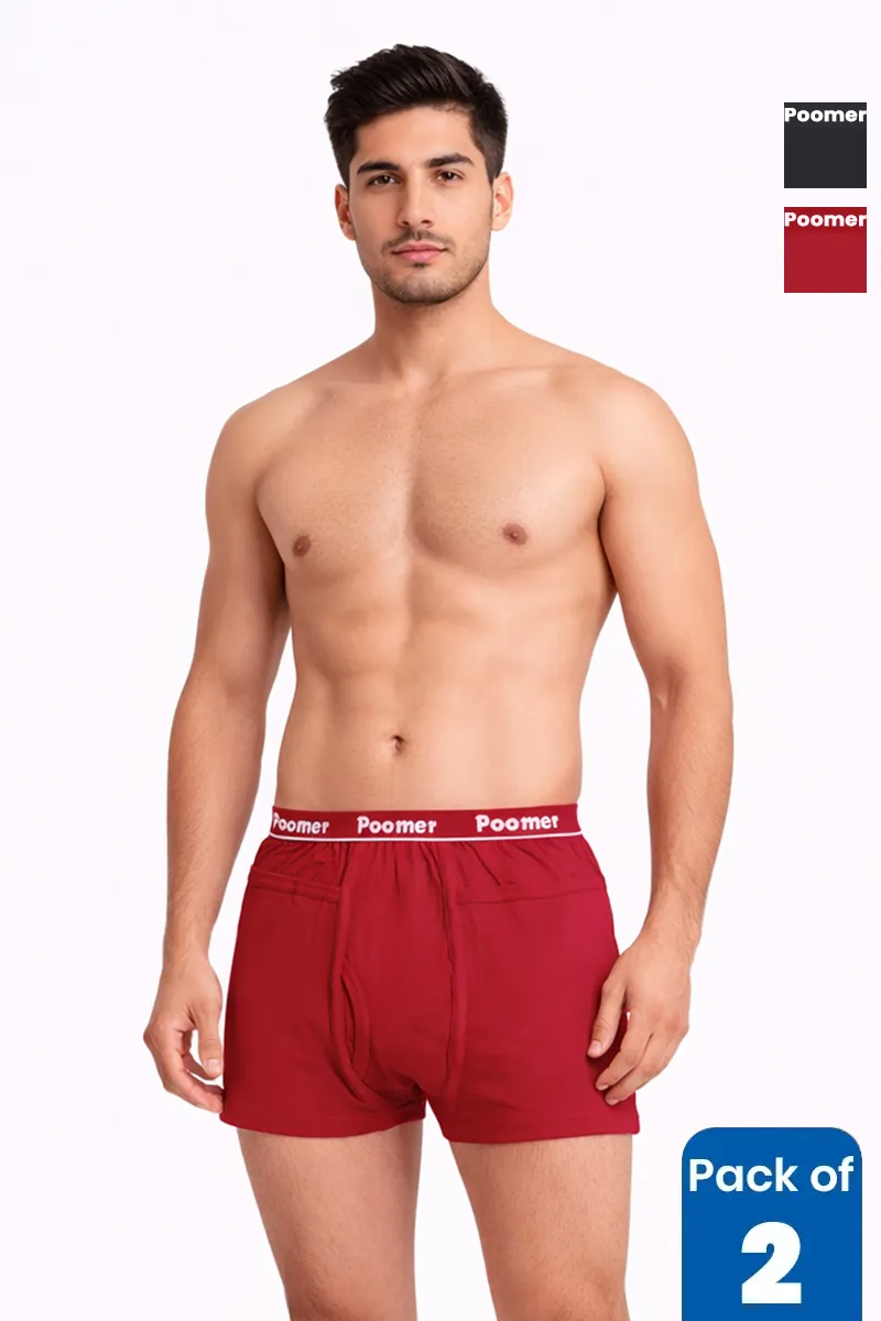 Men's Cotton Solid Trunks - Pack of 2