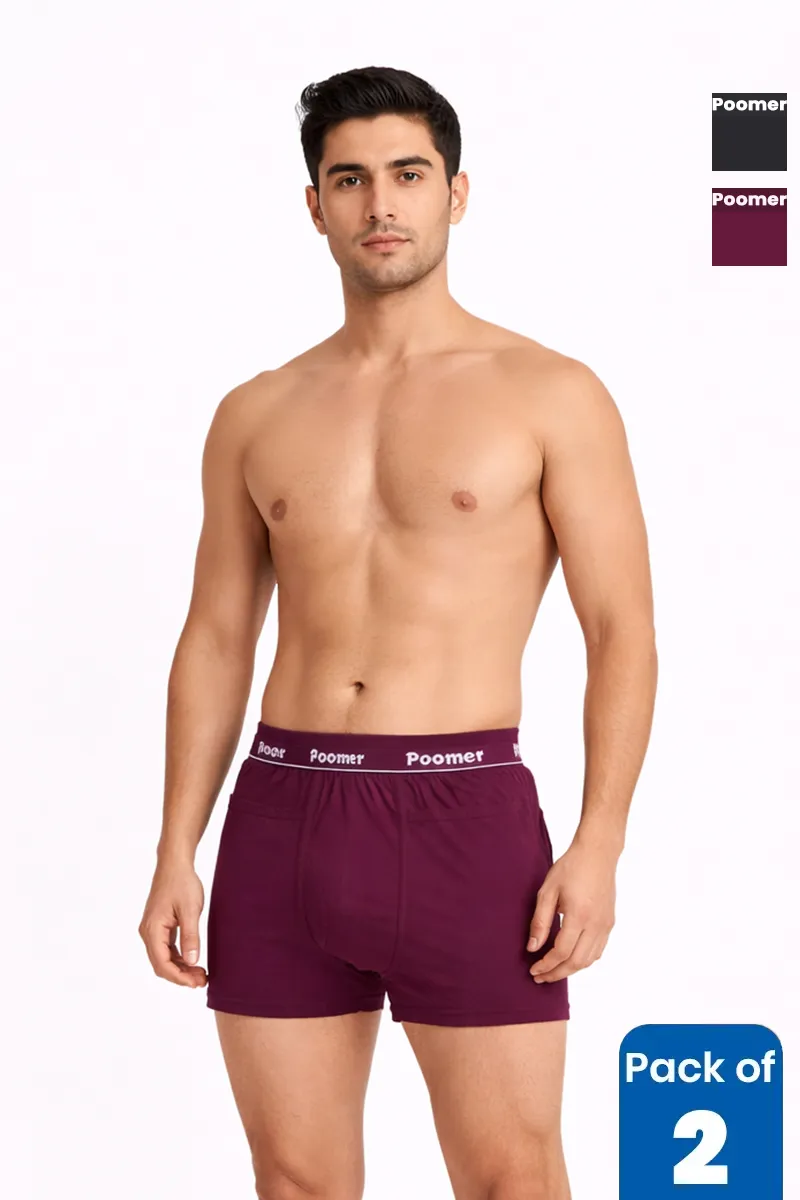 Men's Cotton Solid Trunks - Pack of 2