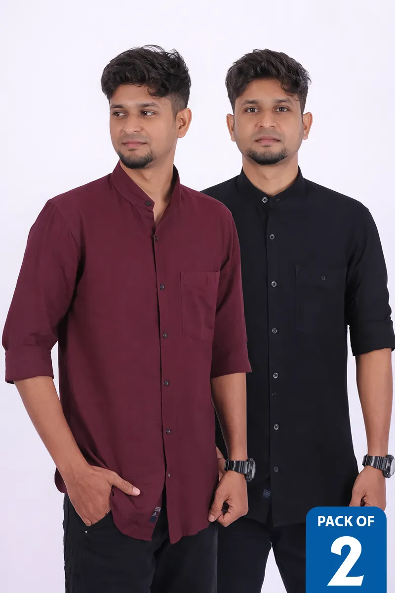 Cotton Blend Casual Shirt for Men - Pack of 2