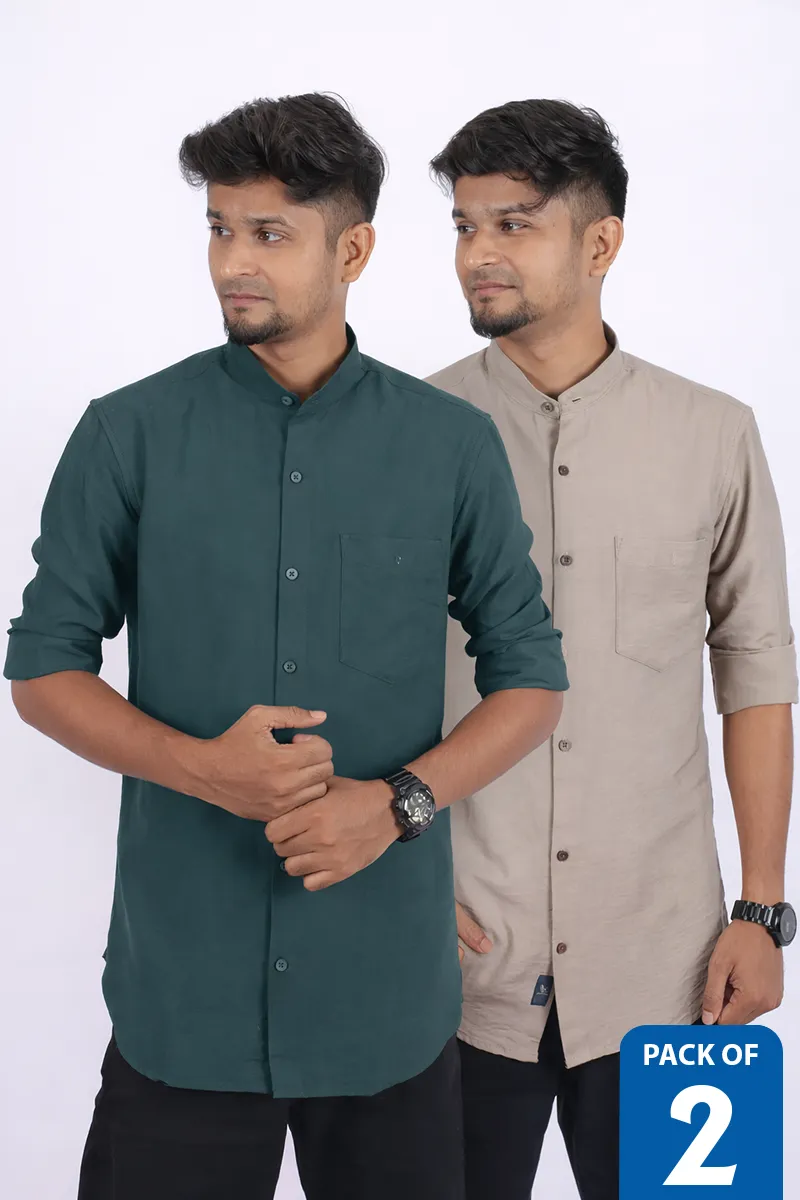Cotton Blend Casual Shirt for Men - Pack of 2