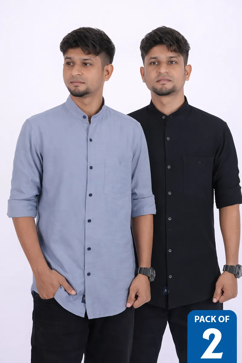 Cotton Blend Casual Shirt for Men - Pack of 2