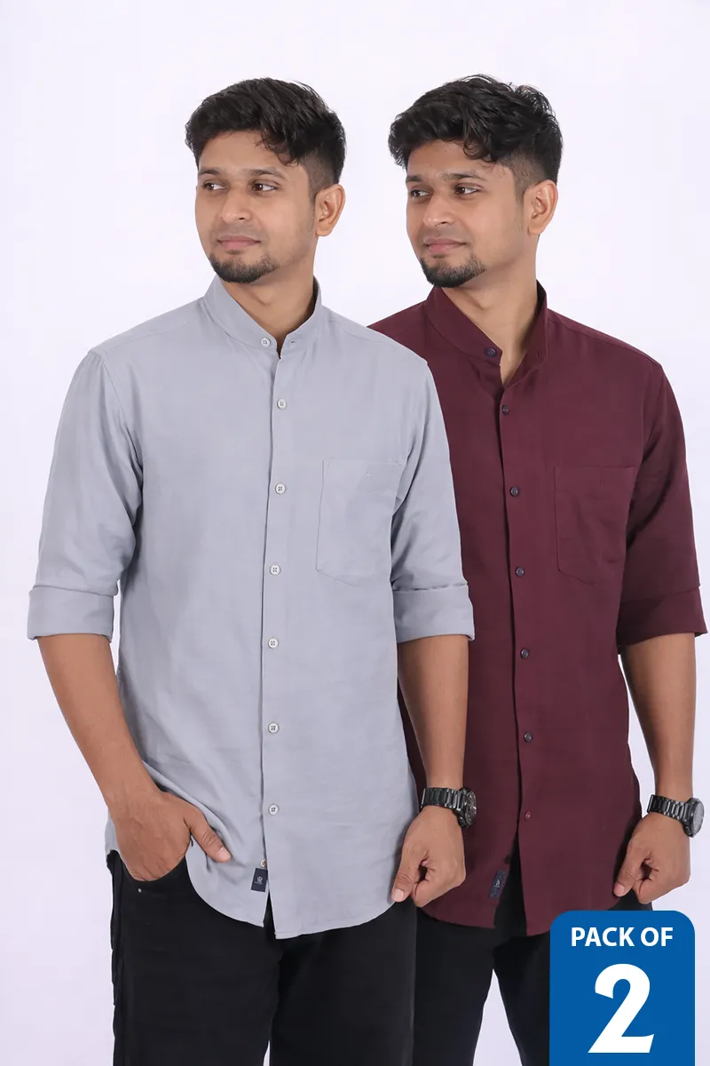 Cotton Blend Casual Shirt for Men - Pack of 2