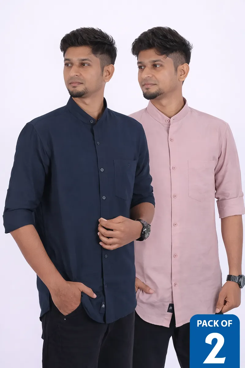 Cotton Blend Casual Shirt for Men - Pack of 2
