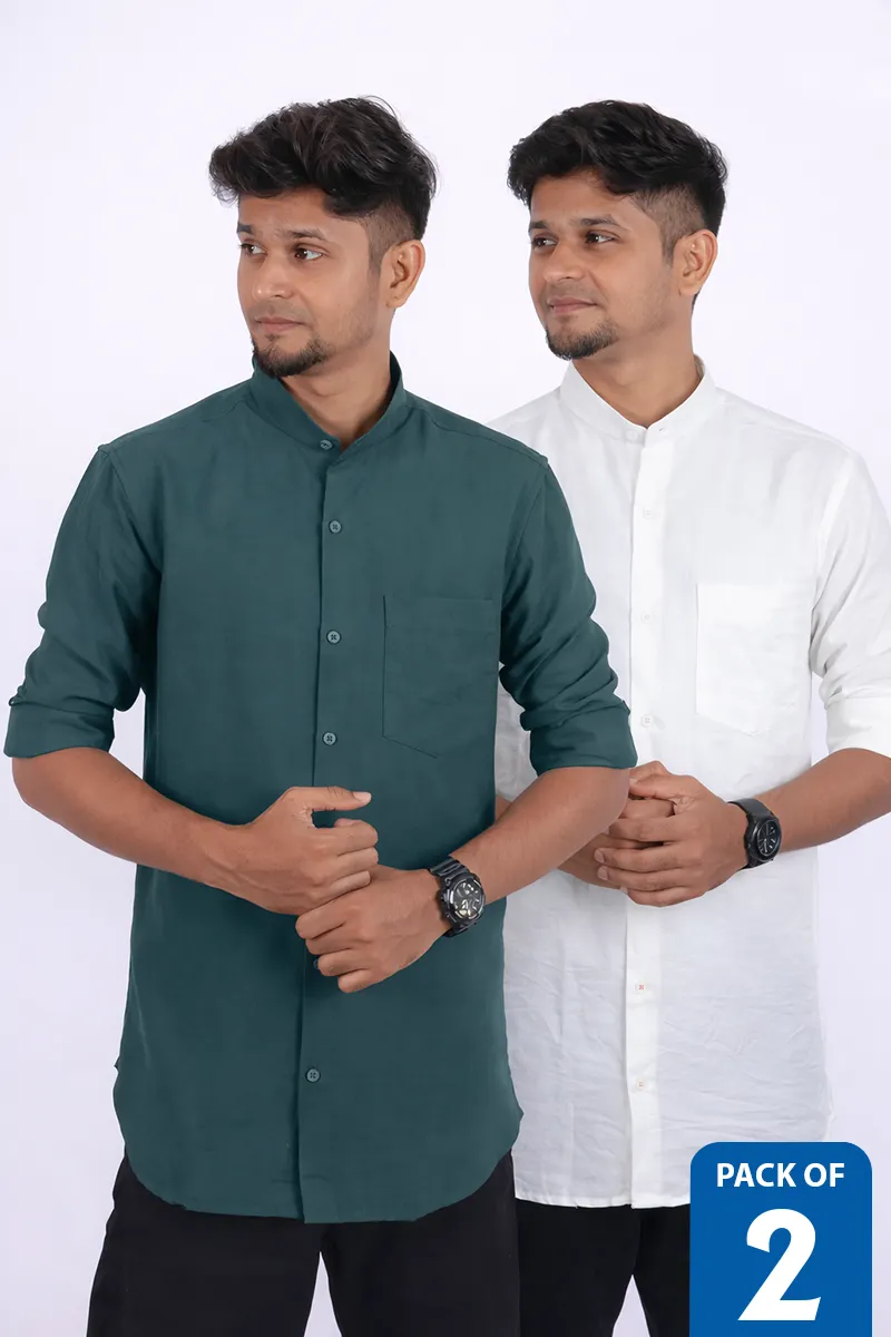 Cotton Blend Casual Shirt for Men - Pack of 2