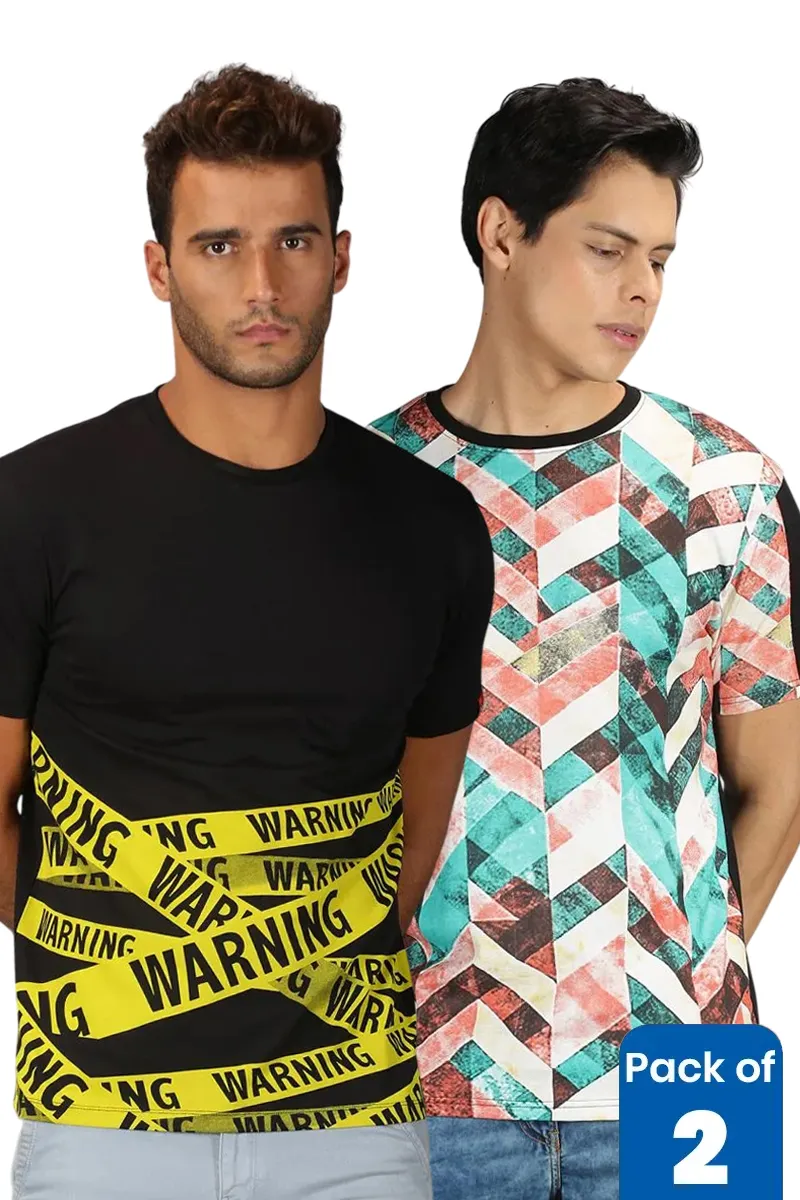 Men's Cotton Printed T-shirt - Pack of 2 CLMCB426MULM