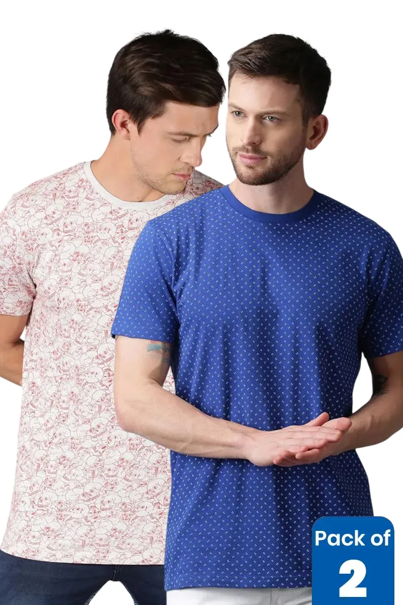 Men's Cotton Printed T-shirt - Pack of 2