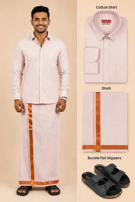 Men's Ethnic Dhoti Set & Slippers Combo – (Pack of 2)