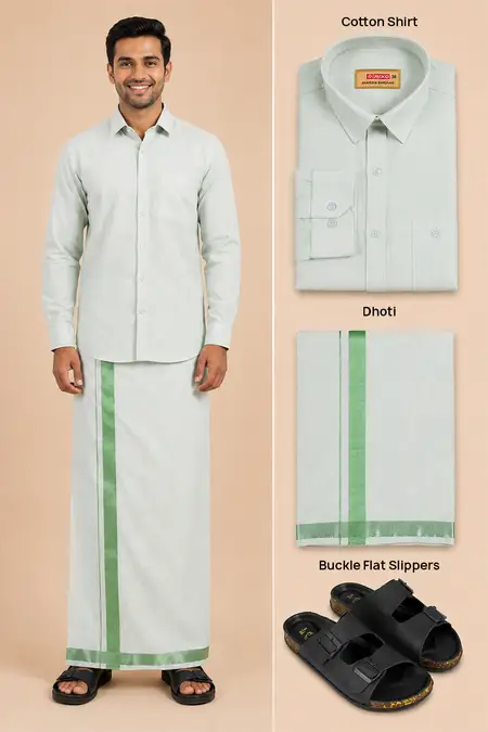 Men's Ethnic Dhoti Set & Slippers Combo – (Pack of 2)
