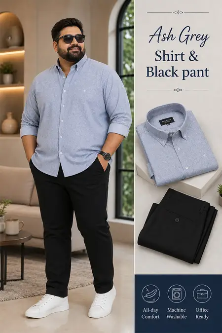 Men's Ready-to-Wear Plus Size Shirt & Trouser Set - Pack of 2