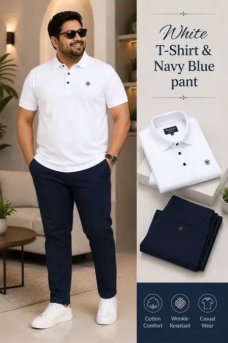 Men's Ready-to-Wear Plus Size T-Shirt & Trouser Set - Pack of 2