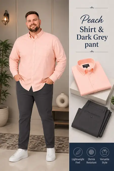 Men's Ready-to-Wear Plus Size Shirt & Trouser Set - Pack of 2