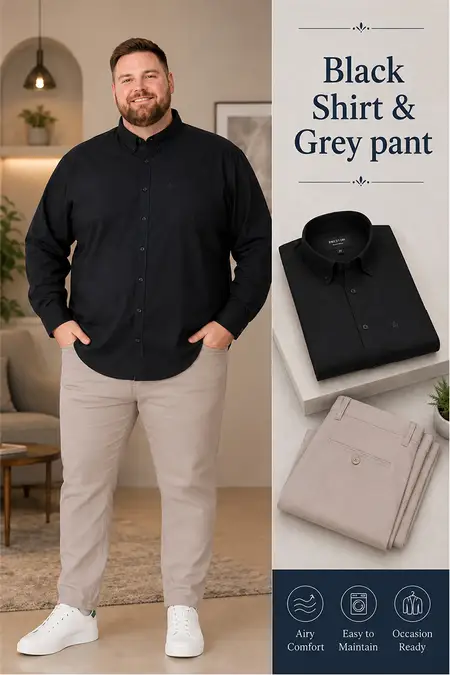 Men's Ready-to-Wear Plus Size Shirt & Trouser Set - Pack of 2