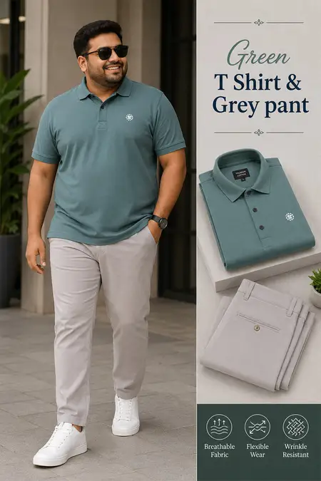 Men's Ready-to-Wear Plus Size T-Shirt & Trouser Set - Pack of 2