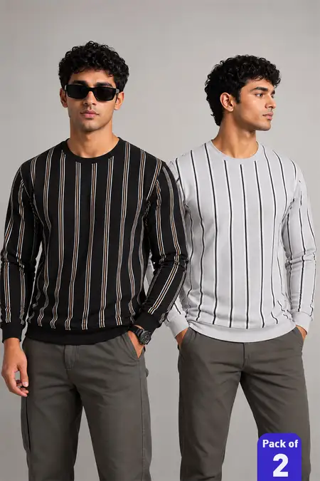 Men's Cotton Blend Regular Fit Sweatshirt - Pack of 2