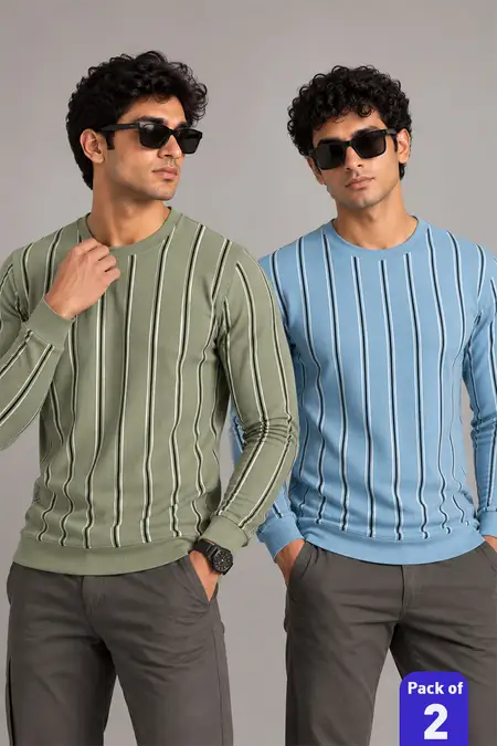 Men's Cotton Blend Regular Fit Sweatshirt - Pack of 2