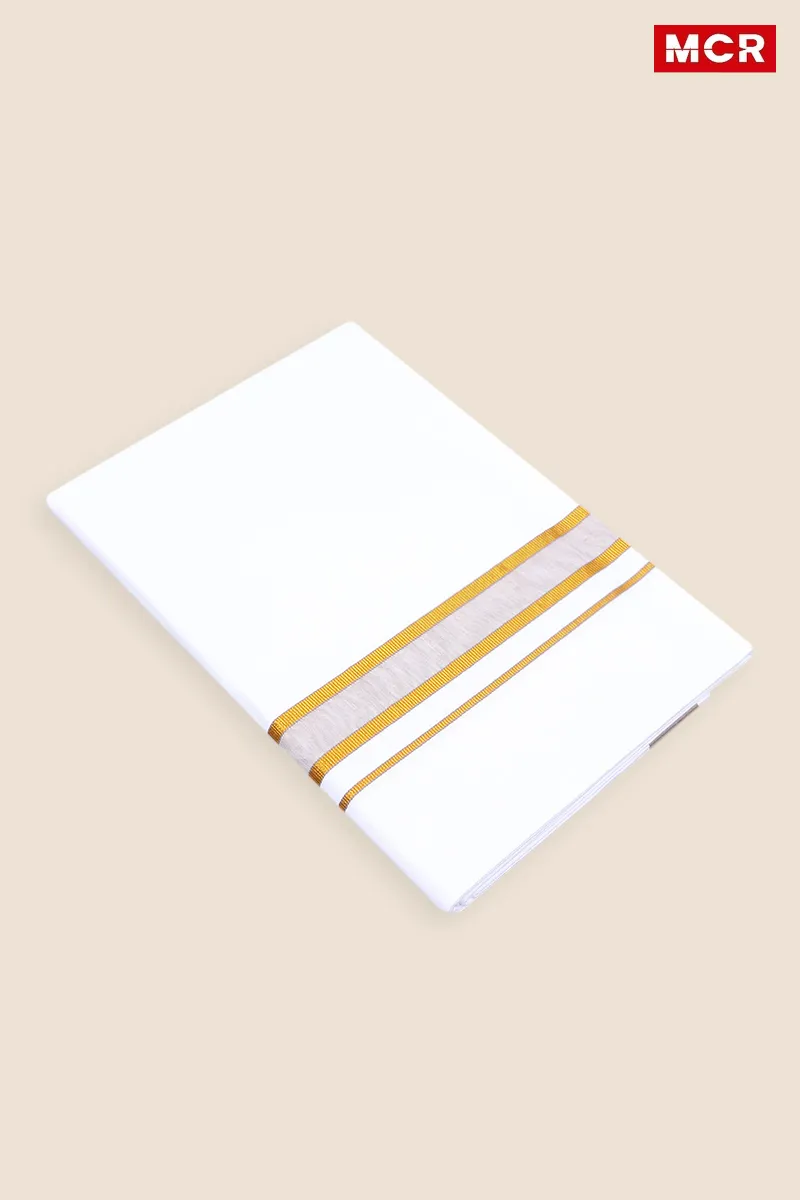 Men's Cotton Fancy Border Single Dhoti - 2 Mtr CLMDH25BEI2MTR