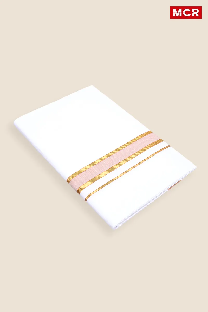 Men's Cotton Fancy Border Single Dhoti - 2 Mtr CLMDH25BRO2MTR