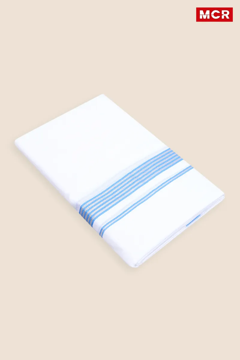 Men's Cotton Fancy Border Double Dhoti - 3.8 Mtr CLMDH26BLU38MTR