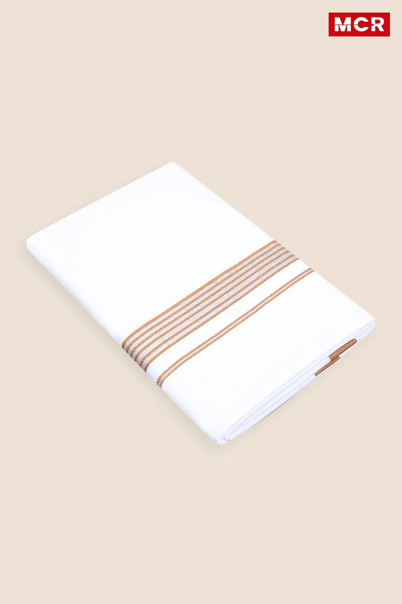 Men's Cotton Fancy Border Double Dhoti - 3.8 Mtr CLMDH26KHA38MTR