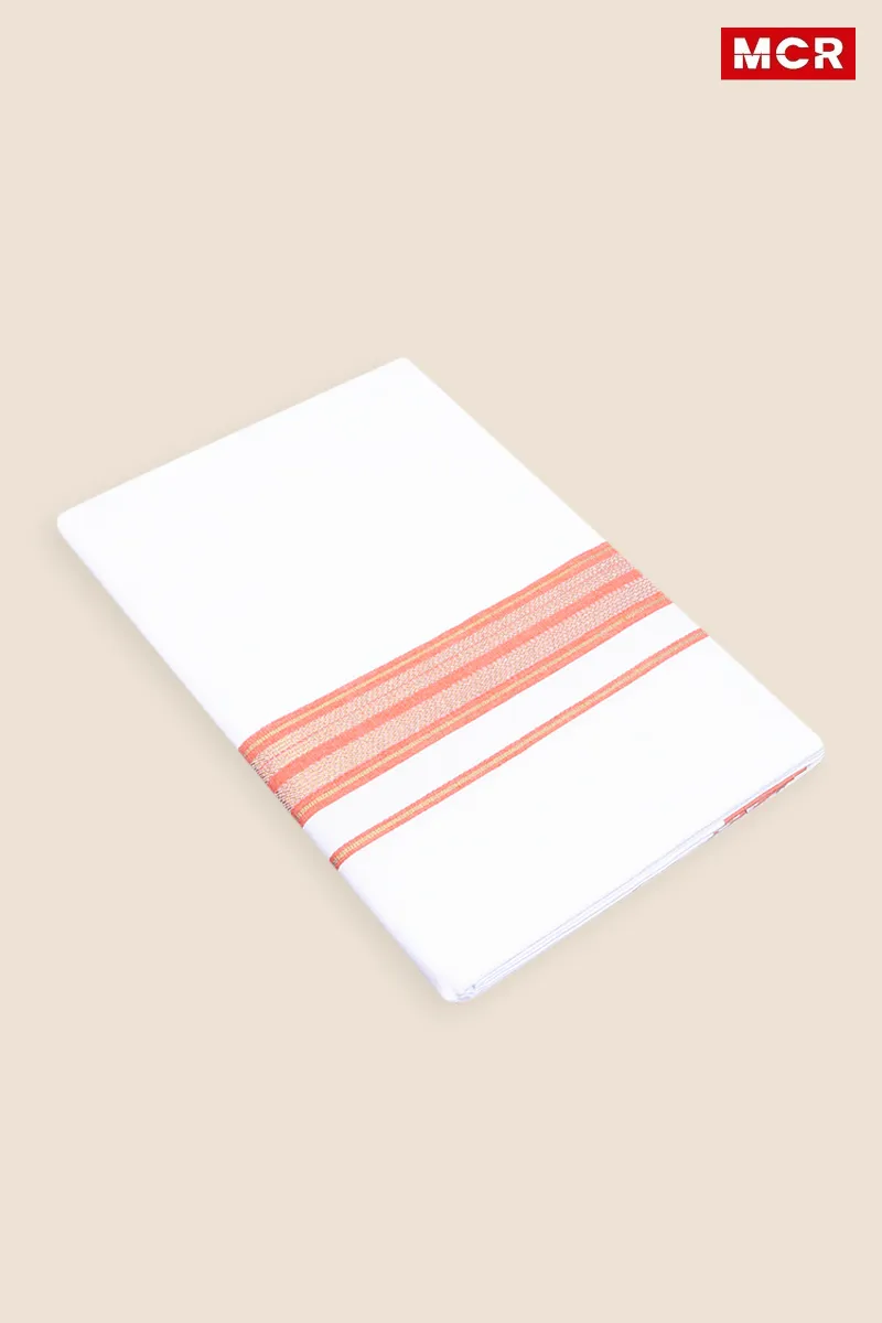 Men's Cotton Fancy Border Single Dhoti - 2 Mtr CLMDH30ORA2MTR