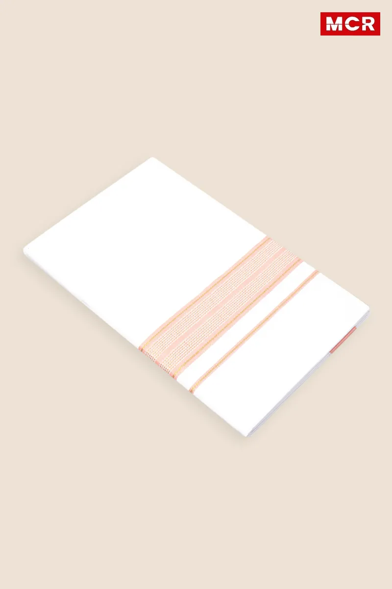 Men's Cotton Fancy Border Single Dhoti - 2 Mtr CLMDH30PEA2MTR