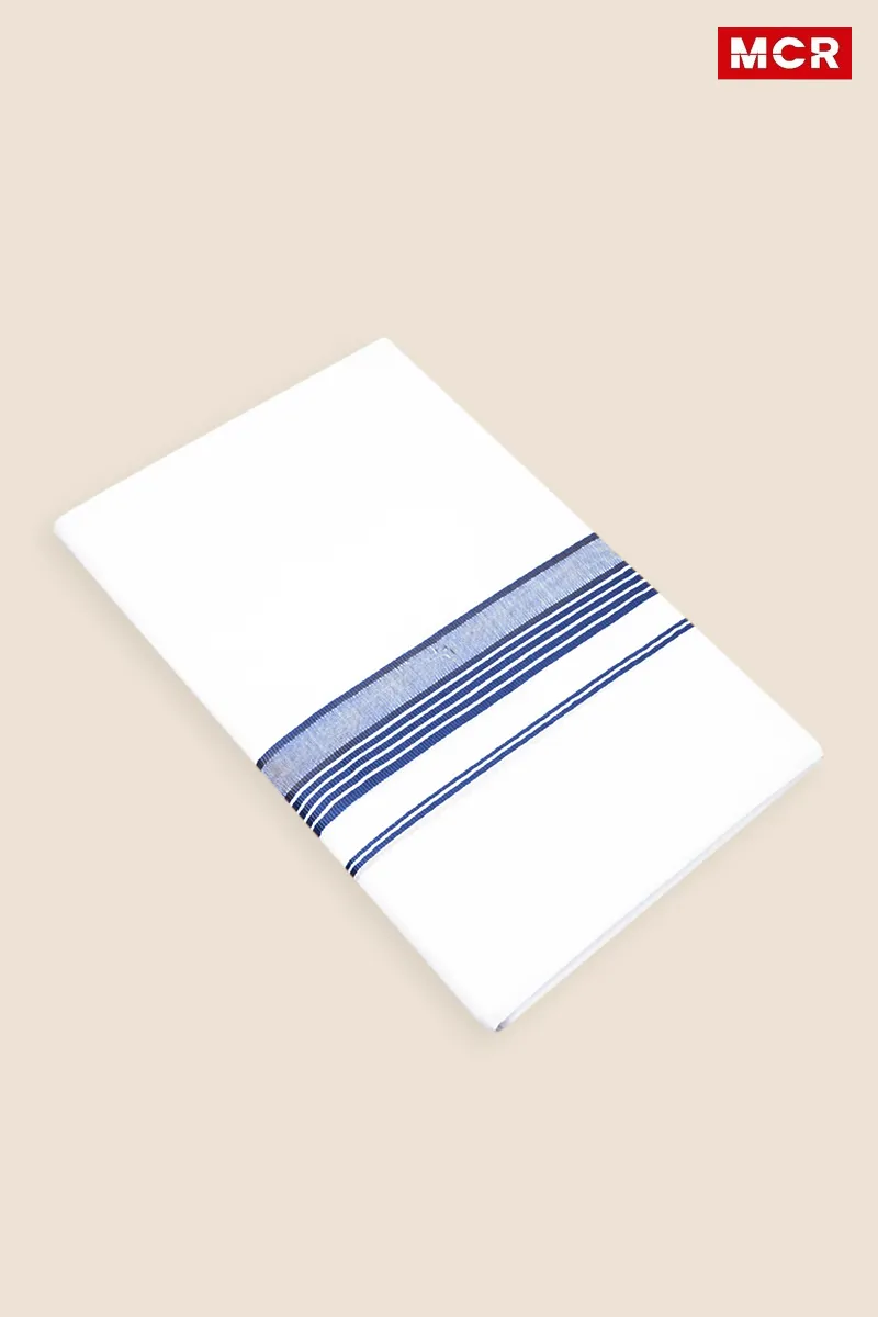 Men's Cotton Fancy Border Double Dhoti - 3.8 Mtr CLMDH45NAV38MTR