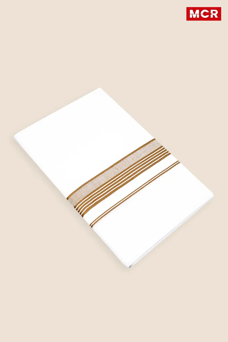 Men's Cotton Fancy Border Double Dhoti - 3.8 Mtr CLMDH45OLI38MTR