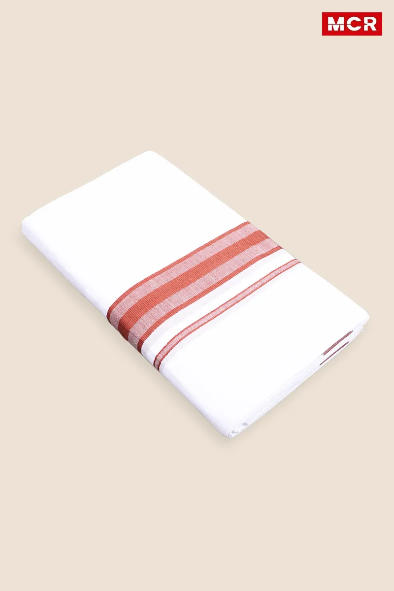 Men's Cotton Fancy Border Double Dhoti - 3.8 Mtr CLMDH51BRO38MTR