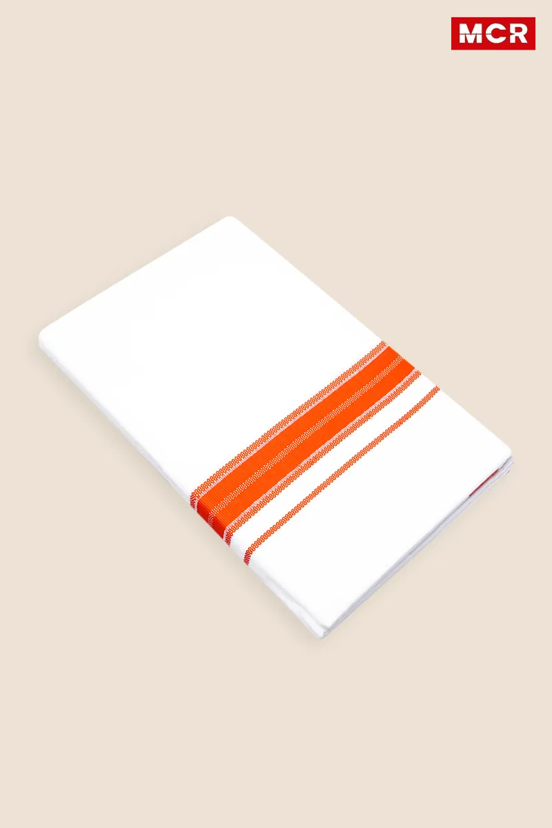 Men's Cotton Fancy Border Double Dhoti - 3.8 Mtr CLMDH54ORA38MTR