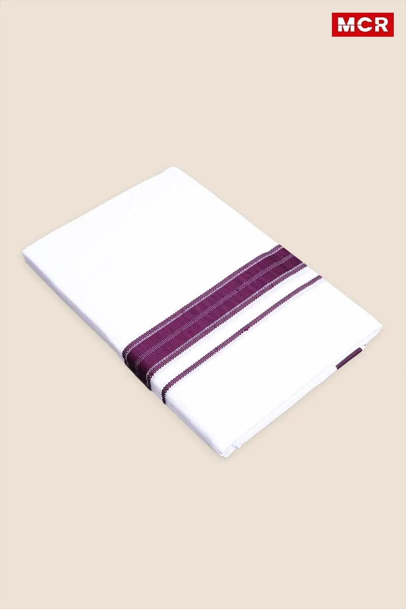 Men's Cotton Fancy Border Double Dhoti - 3.8 Mtr CLMDH54PUR38MTR