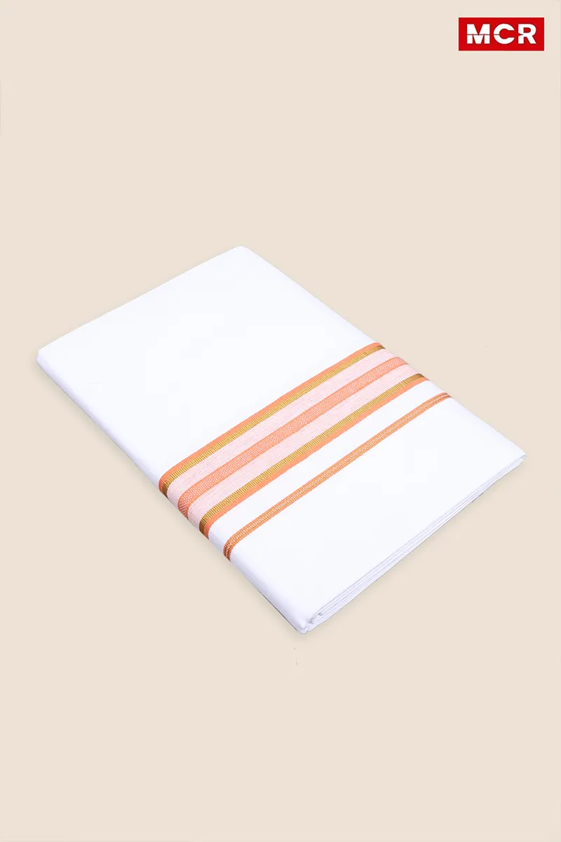 Men's Cotton Fancy Border Single Dhoti - 2 Mtr CLMDH55ORA2MTR