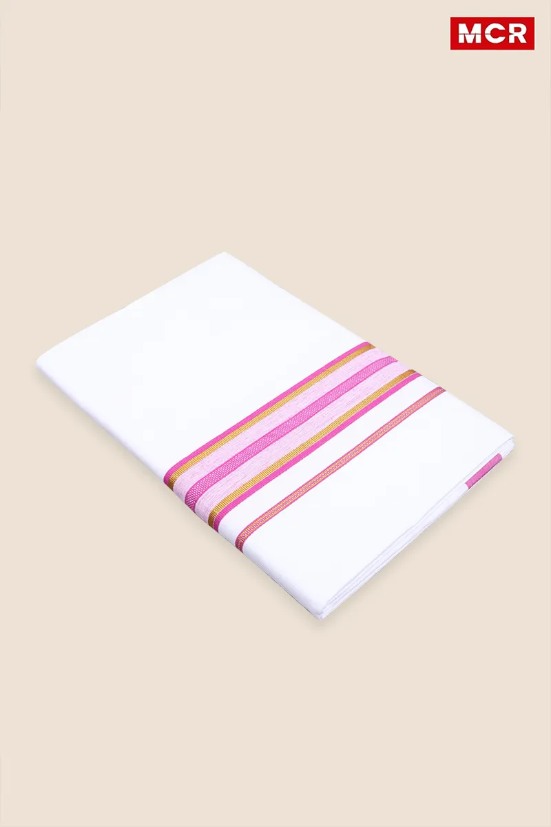 Men's Cotton Fancy Border Single Dhoti - 2 Mtr CLMDH55VIO2MTR