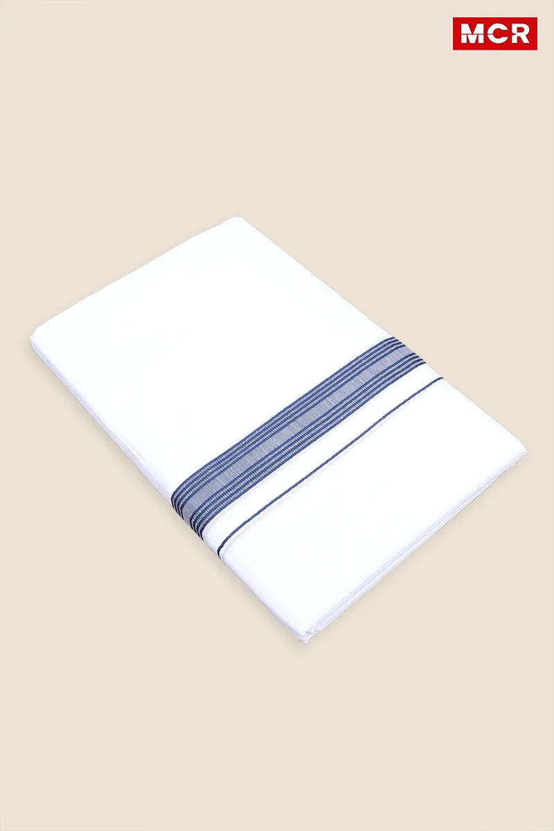 Men's Cotton Fancy Border Double Dhoti - 3.8 Mtr CLMDH56NAV38MTR