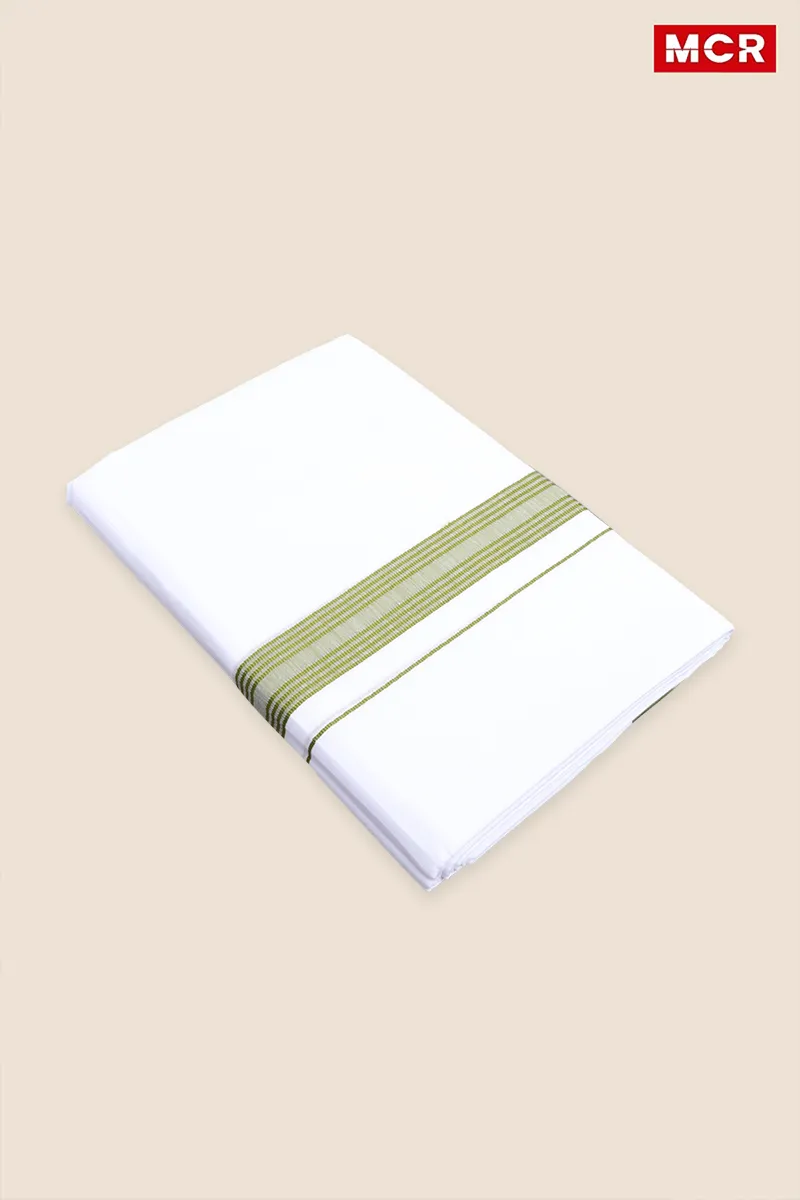 Men's Cotton Fancy Border Double Dhoti - 3.8 Mtr CLMDH56OLI38MTR