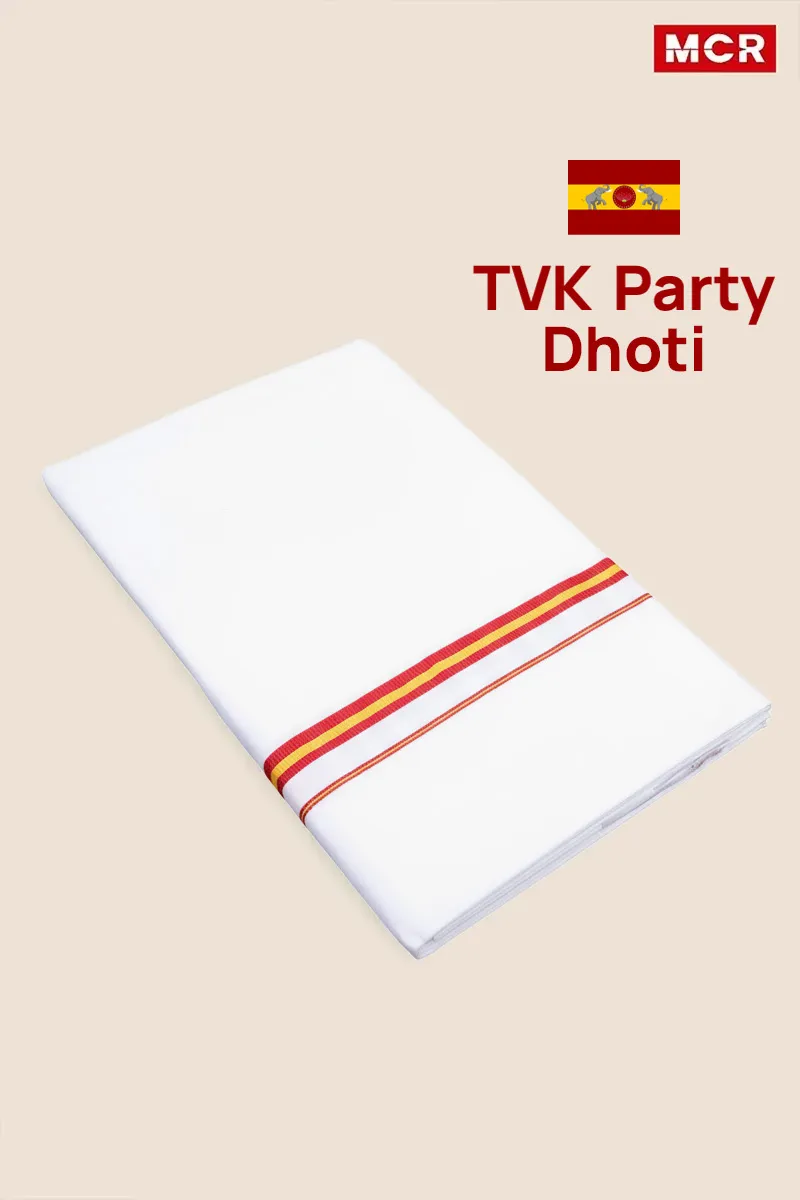 TVK Party white Dhoti for Men - 2 Mtr