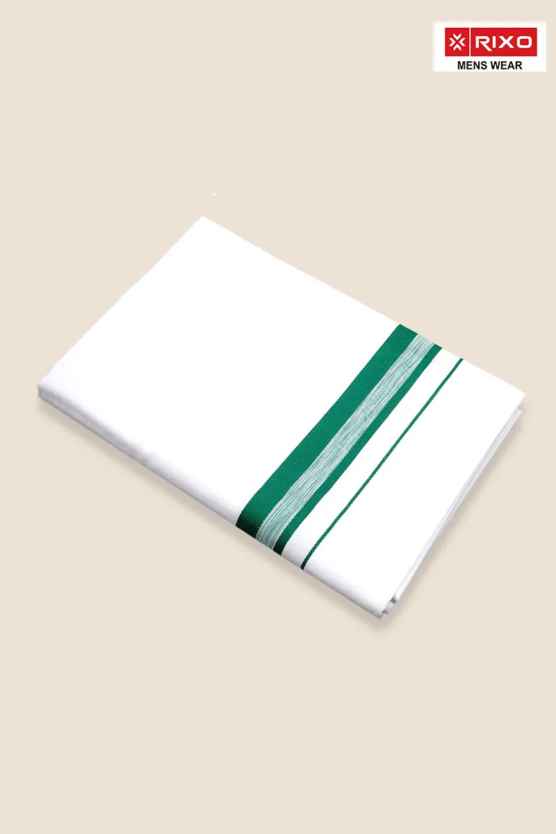 Men's Cotton Solid Dhoti with Fancy Border - 1.90 MTR CLMDH61GRE19MTR
