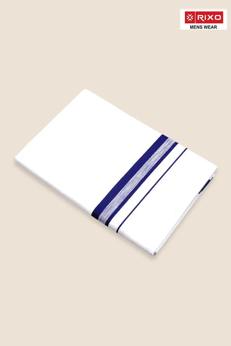 Men's Cotton Solid Dhoti with Fancy Border - 1.90 MTR CLMDH61NAV19MTR