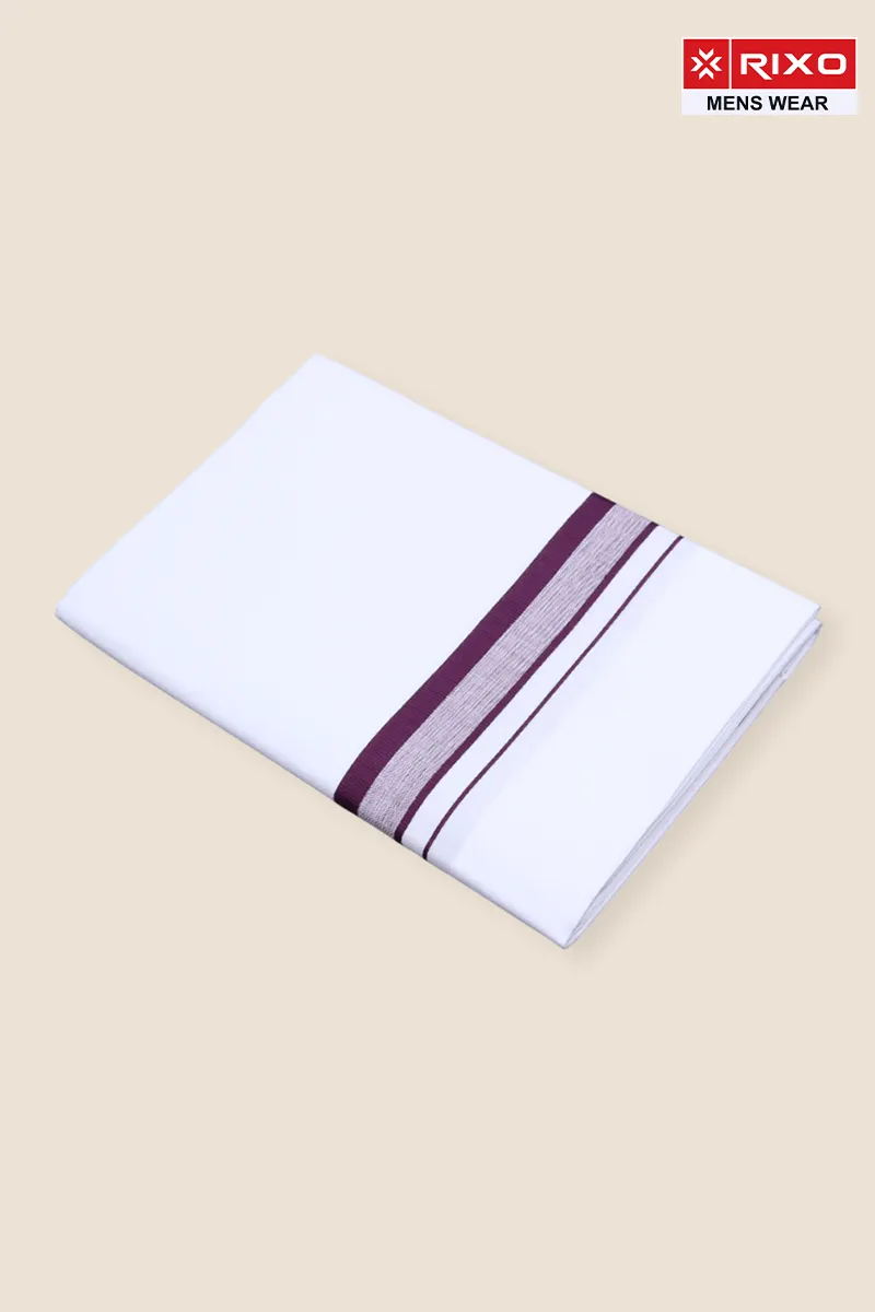 Men's Cotton Solid Dhoti with Fancy Border - 1.90 MTR CLMDH61PUR19MTR