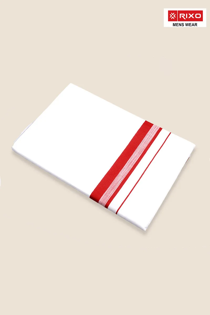 Men's Cotton Solid Dhoti with Fancy Border - 1.90 MTR CLMDH61RED19MTR