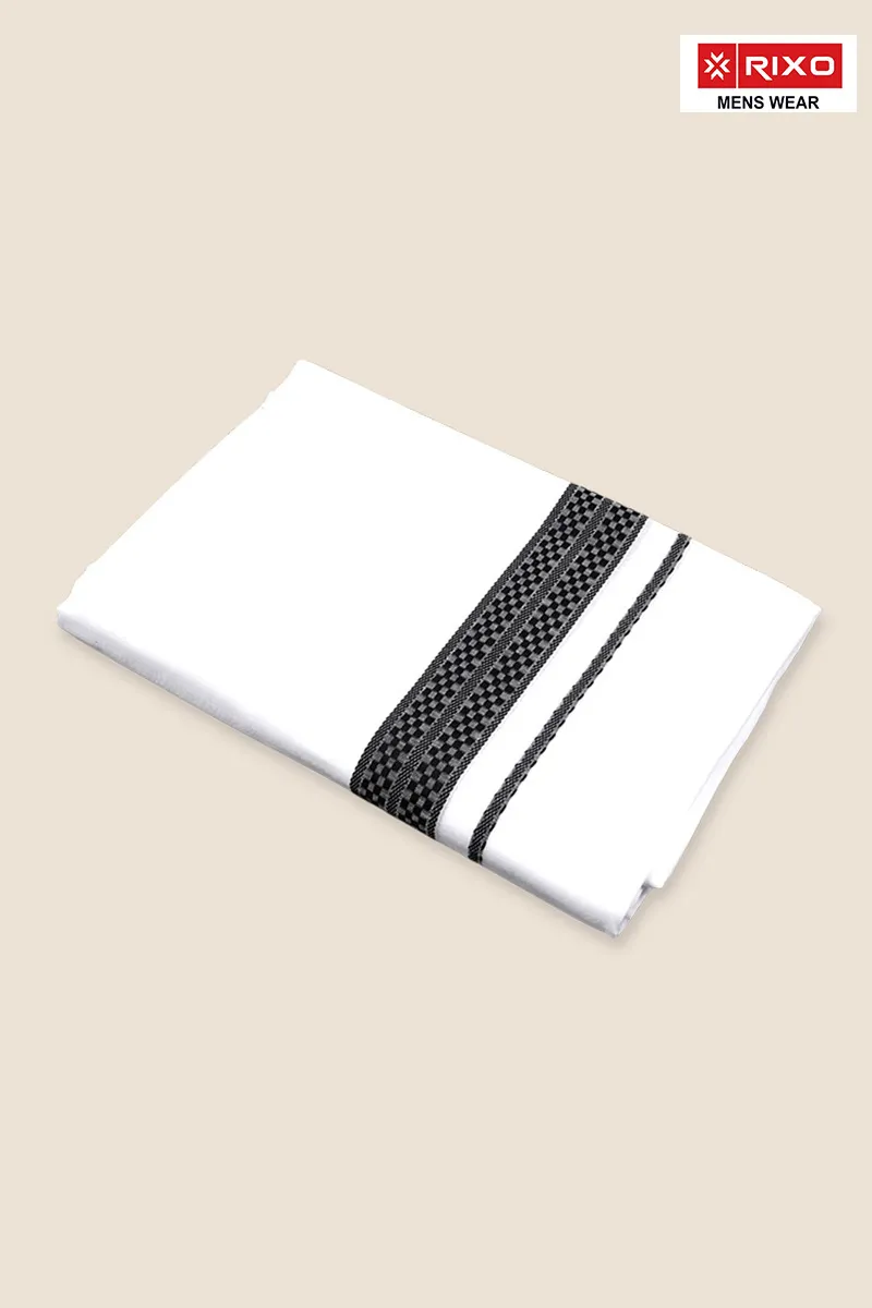 Men's Cotton Solid Dhoti with Fancy Border - 3.8 MTR CLMDH62BLA38MTR