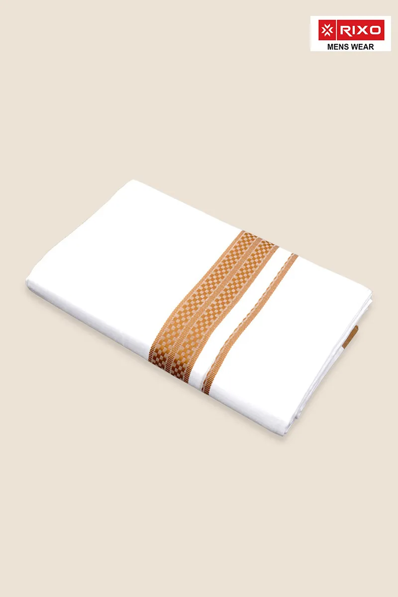 Men's Cotton Solid Dhoti with Fancy Border - 3.8 MTR CLMDH62BRO38MTR