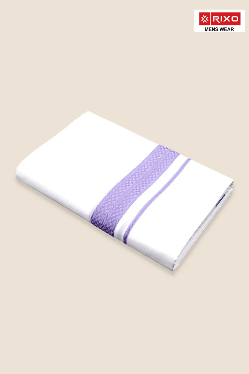 Men's Cotton Solid Dhoti with Fancy Border - 3.8 MTR CLMDH62LAV38MTR