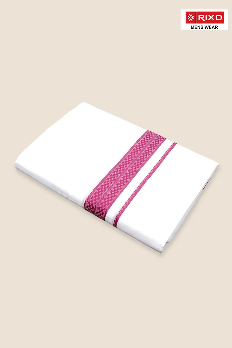 Men's Cotton Solid Dhoti with Fancy Border - 3.8 MTR CLMDH62PUR38MTR