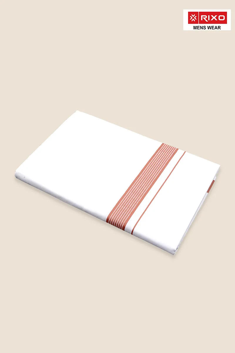 Men's Cotton Solid Dhoti with Fancy Border - 2 MTR CLMDH63BRO2MTR
