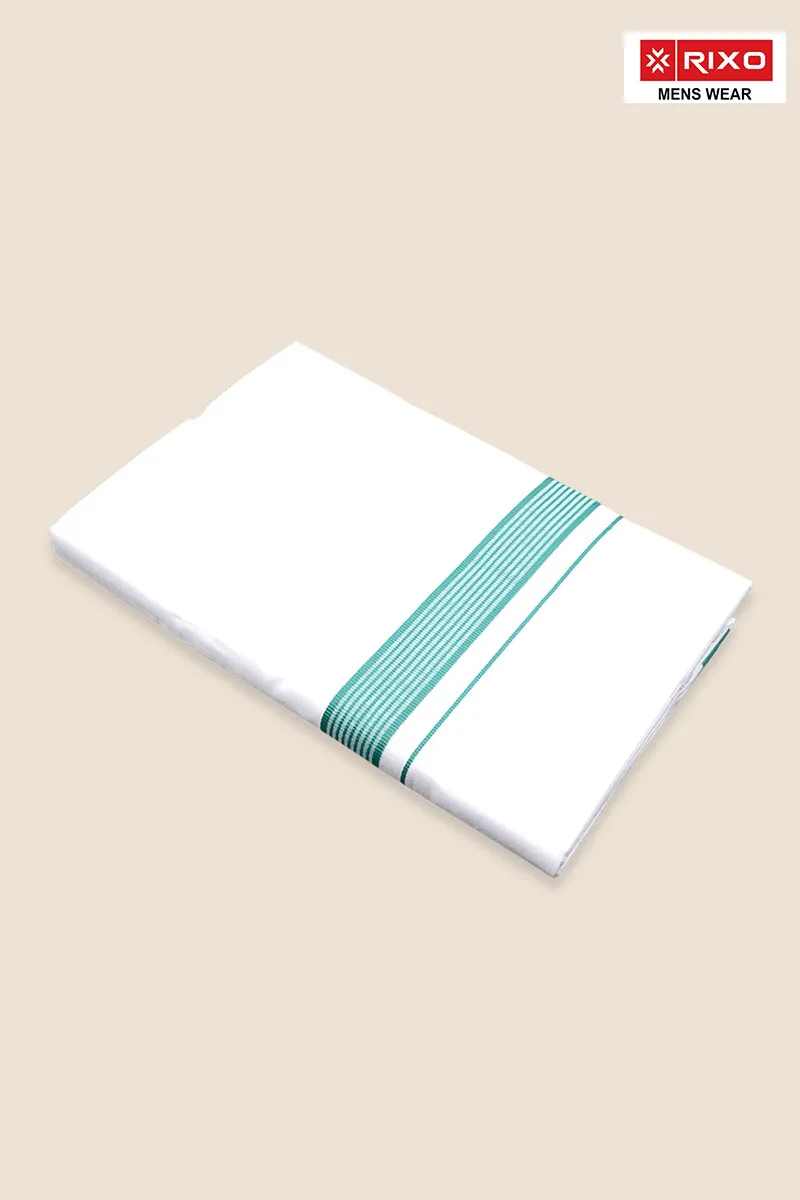 Men's Cotton Solid Dhoti with Fancy Border - 2 MTR CLMDH63GRE2MTR