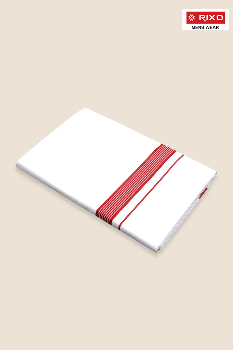 Men's Cotton Solid Dhoti with Fancy Border - 2 MTR CLMDH63RED2MTR