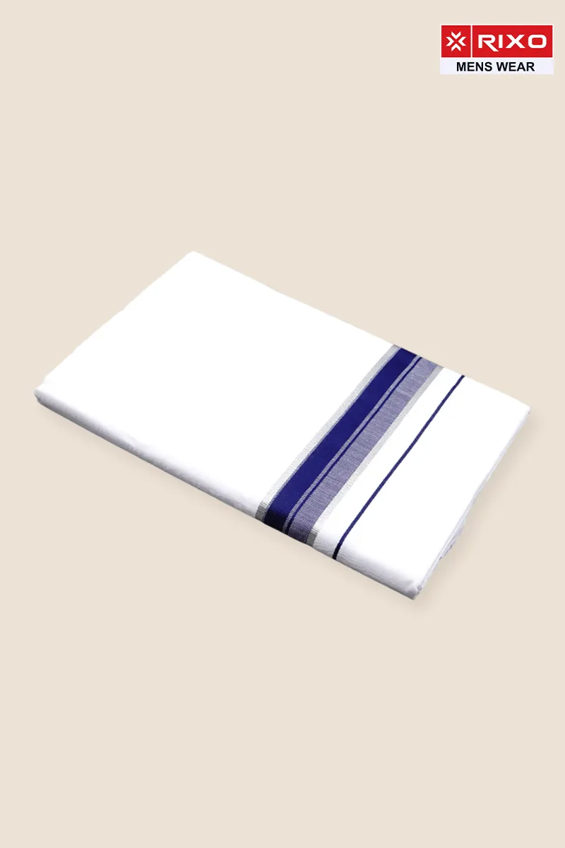 Men's Cotton Solid Dhoti with Fancy Border - 1.90 MTR CLMDH64NAV19MTR