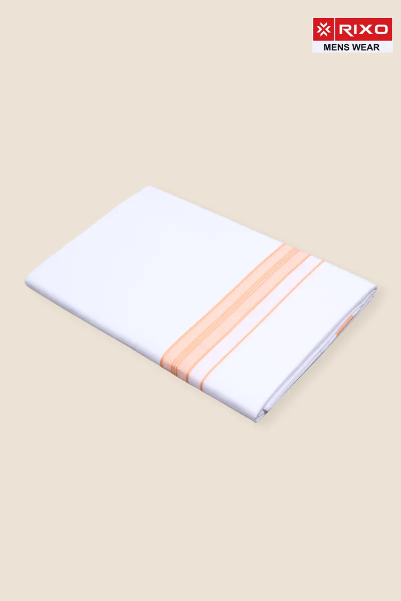 Men's Cotton Solid Dhoti with Fancy Border - 2 MTR